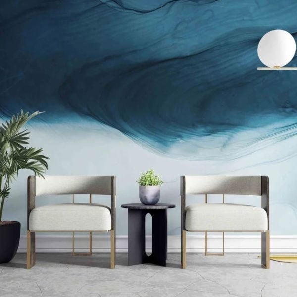 Soyut Sıvı Deniz Okyanus Doku Lüks Alt Desen Duvar Kağıdı
