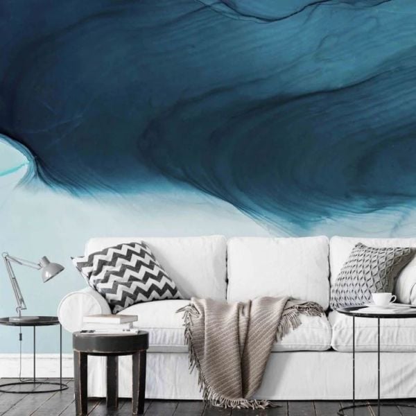 Soyut Sıvı Deniz Okyanus Doku Lüks Alt Desen Duvar Kağıdı