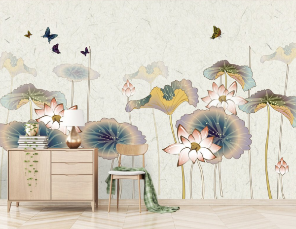 Sulu Boya Çizim Çiçekler Duvar Kağıdı