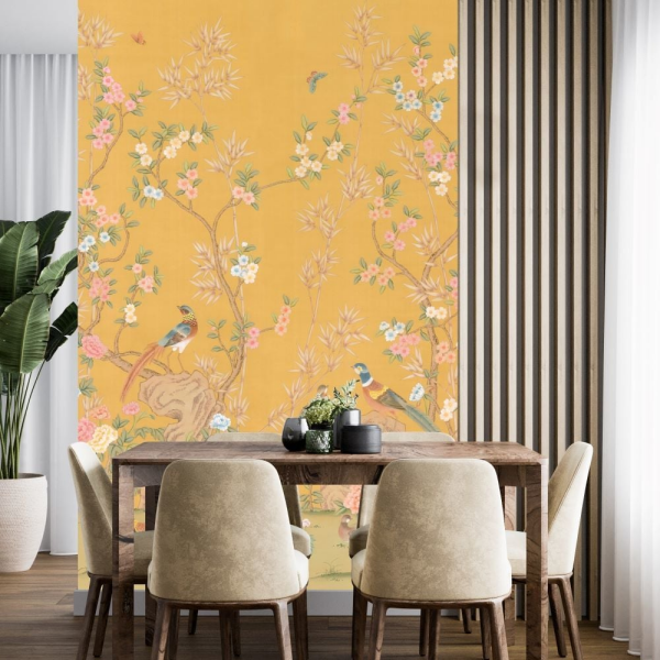 Sakla Beni Dizisi Safran Zemin Çiçekli Duvar Kağıdı