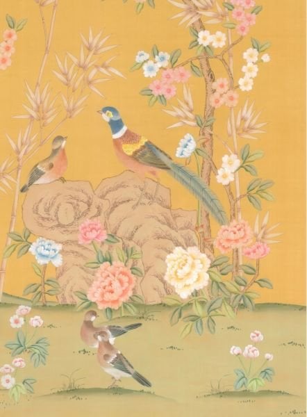 Sakla Beni Dizisi Safran Zemin Çiçekli Duvar Kağıdı