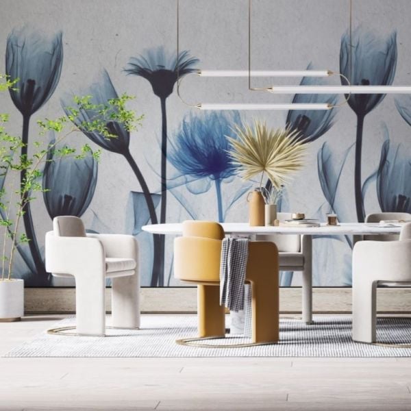 Lacivert Gelincikler Duvar Kağıdı