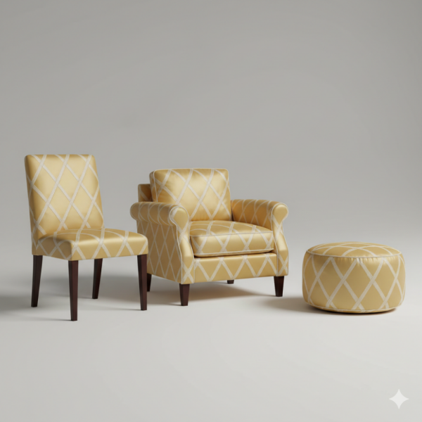 Nakışlı Baklava Dilim Desen Döşemelik Kumaş