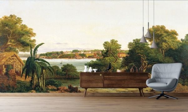 Yeşil Orman Ağaç Evler Deniz Kenarı Duvar Kağıdı