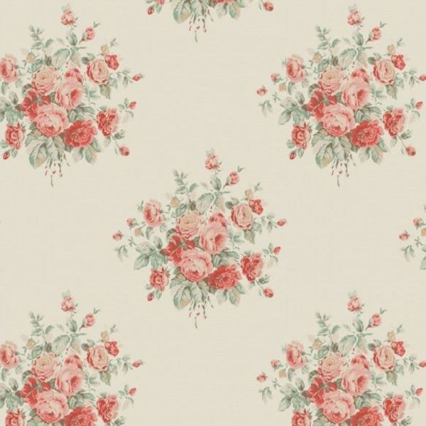 Wainscott Floral Kırmızı Krem Renk Duvar Kağıdı