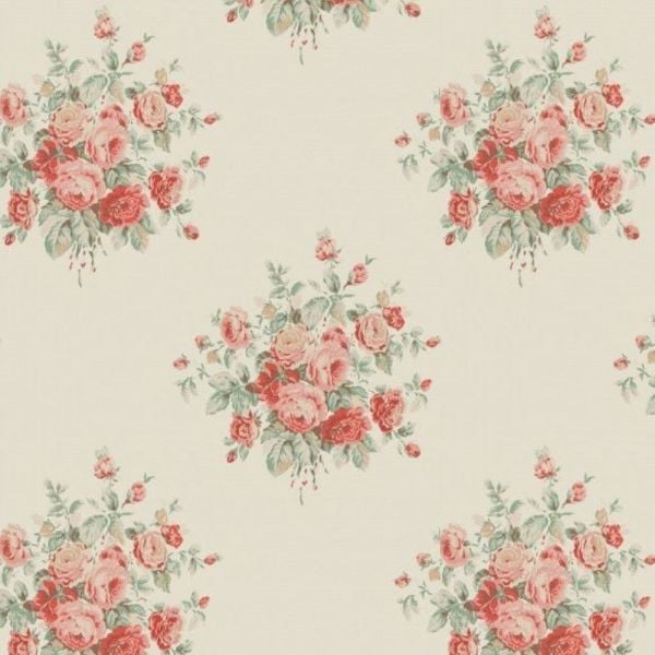 Wainscott Floral Kırmızı Krem Renk Duvar Kağıdı