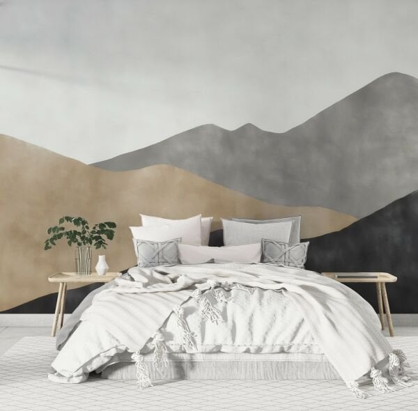 Soft Gri Kahve Antrasit Dağlar Duvar Kağıdı