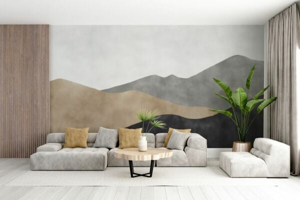 Soft Gri Kahve Antrasit Dağlar Duvar Kağıdı