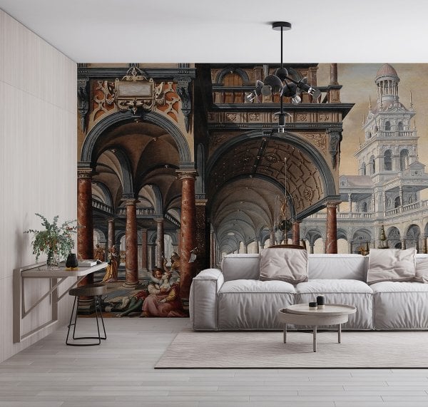 Kremit Rengi Sütunlar Kapılar Tarihi Duvar Kağıdı