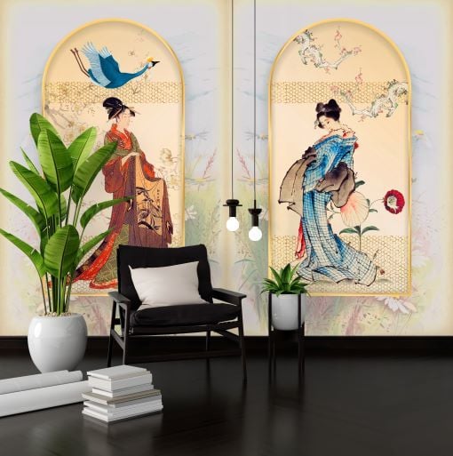 Etnik Uzakdoğu Kadınları Ve Desenleri Duvar Kağıdı