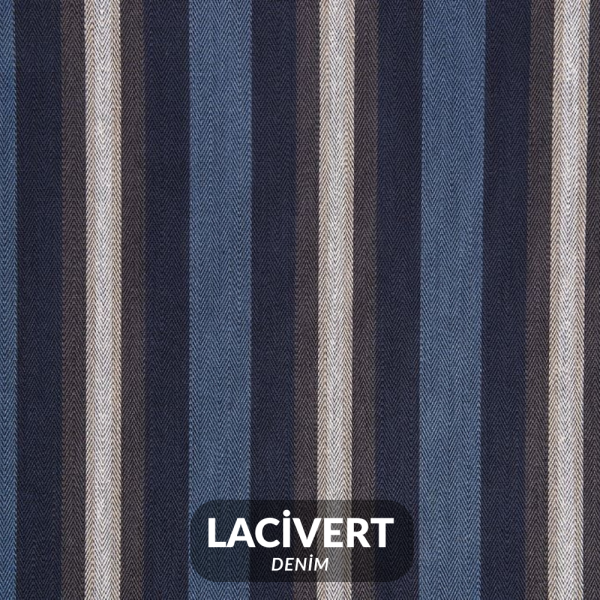Dokuma Çizgili Döşemelik Kumaş Lacivert & Denim Mavi