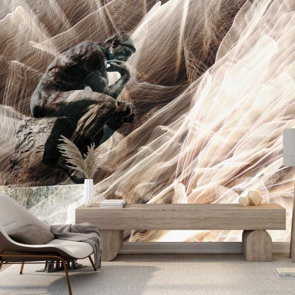 Özel tasarım Tüller İçinde Düşünen Adam Duvar Kağıdı