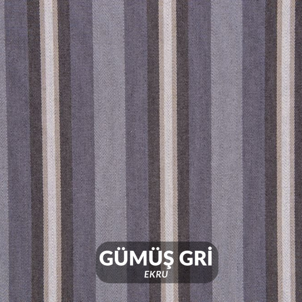 Dokuma Çizgili Döşemelik Kumaş Gümüş Gri & Ekru