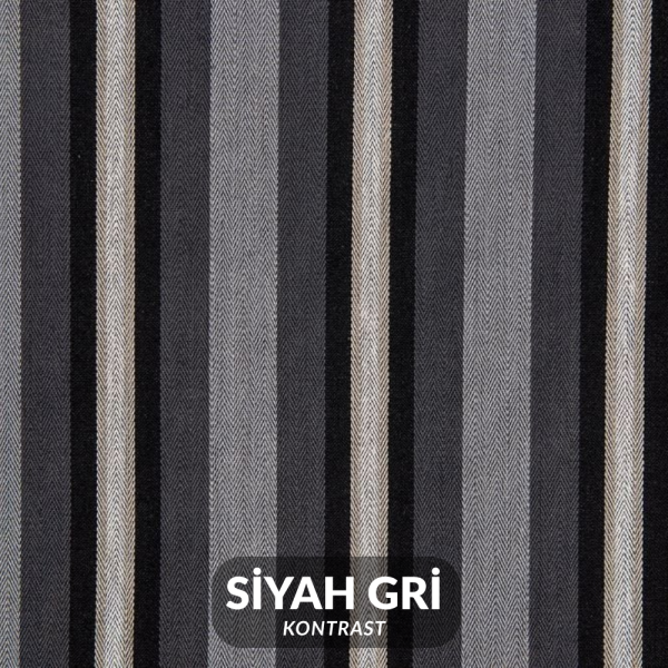Dokuma Çizgili Döşemelik Kumaş Siyah & Gri Kontrast