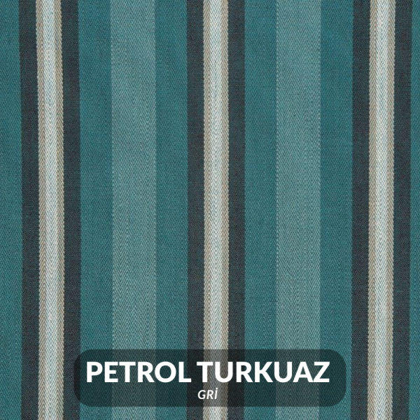 Dokuma Çizgili Döşemelik Kumaş Petrol Turkuaz & Gri