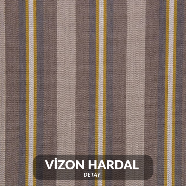 Dokuma Çizgili Döşemelik Kumaş Vizon & Hardal Detay