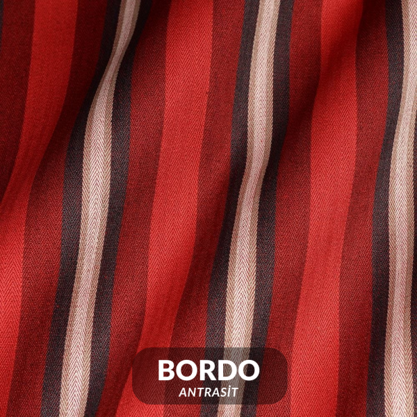 Dokuma Çizgili Döşemelik Kumaş Bordo & Antrasit Klasik