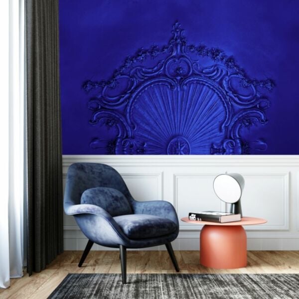 Petrol Mavisi Özel Tasarım Rölyef Çalışma Duvar Kağıdı