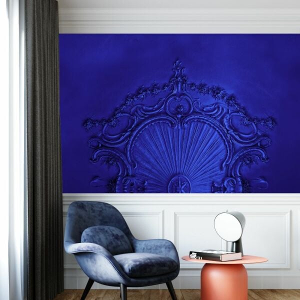 Petrol Mavisi Özel Tasarım Rölyef Çalışma Duvar Kağıdı