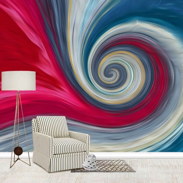 Renkli Gökkuşağı Girdap Desen Duvar Kağıdı