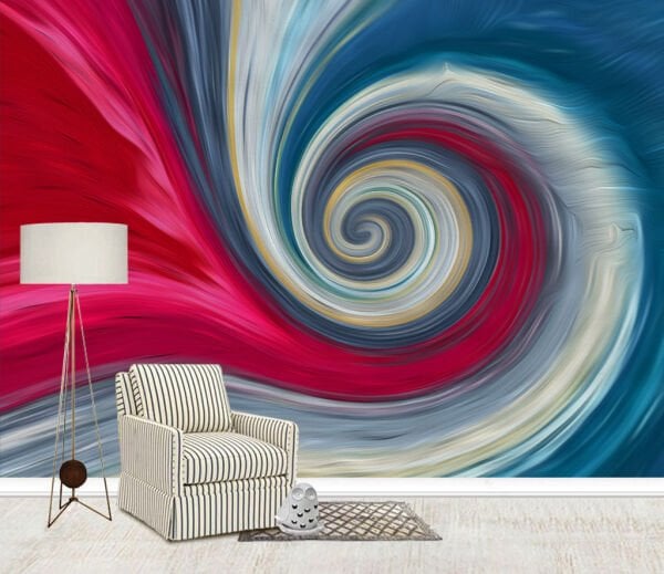 Renkli Gökkuşağı Girdap Desen Duvar Kağıdı