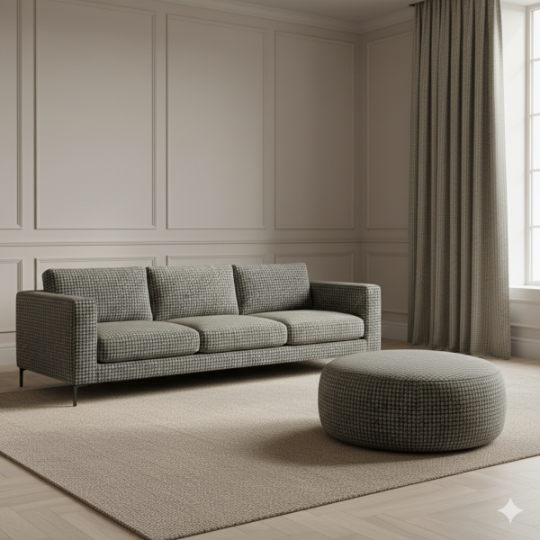 Kazayağı Desenli Ve Düz Kombinli Döşemelik Kumaş