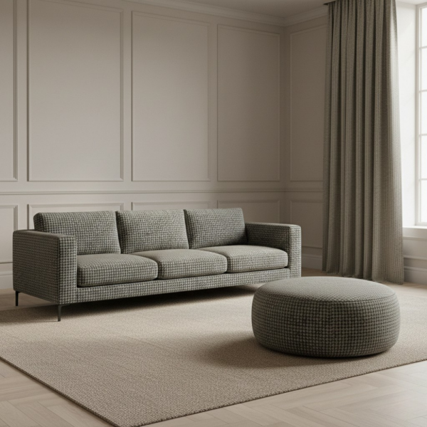 Kazayağı Desenli Ve Düz Kombinli Döşemelik Kumaş