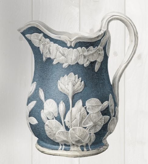 Mavi Antika Desen Tarz Vazolar Duvar Kağıdı