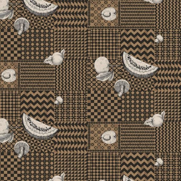 Fornasetti Black And Gold Frutta ve Geometrico Duvar Kağıdı