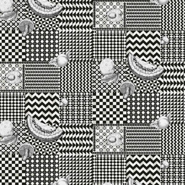 Fornasetti Siyah Beyaz Renk Frutta ve Geometrico Duvar Kağıdı