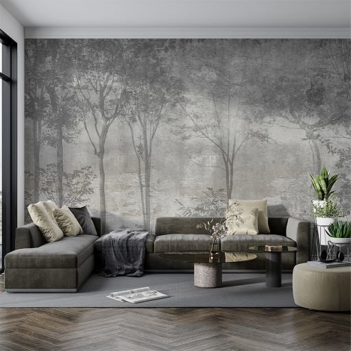 Soft Renkler Puslu Orman Duvar Kağıdı