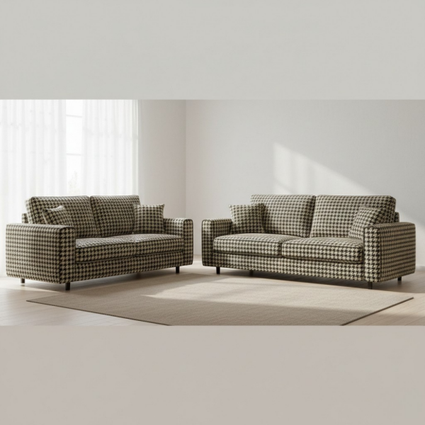 Kazayağı Desenli Ve Düz Kombinli Döşemelik Kumaş