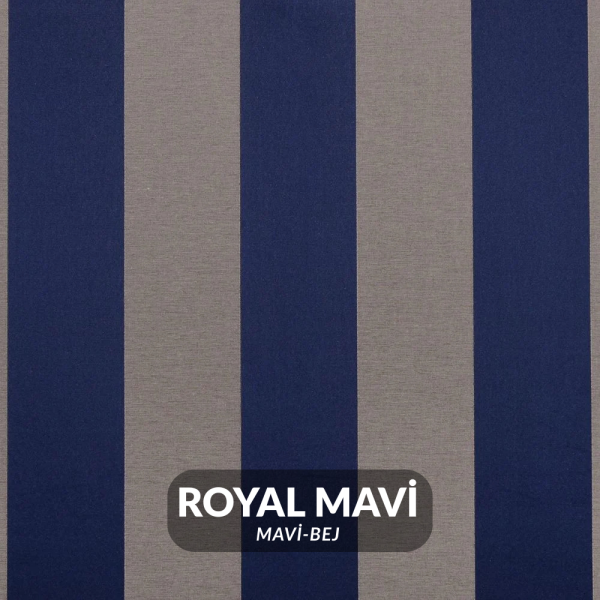 Saten Çizgili Döşemelik Perdelik Kumaş İthal Royal Mavi (Mavi Bej)