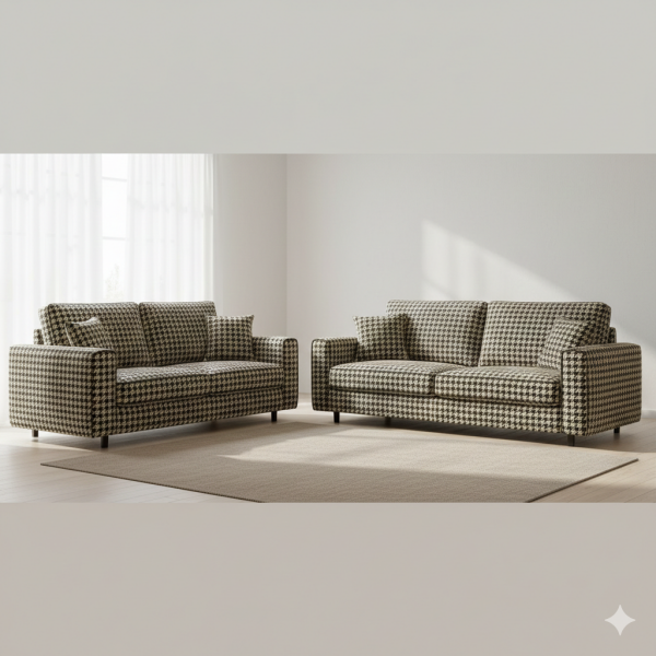 Kazayağı Desenli Ve Düz Kombinli Döşemelik Kumaş