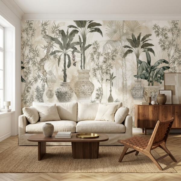 Soft Renkler Blue Blanc Saksılar Duvar Kağıdı