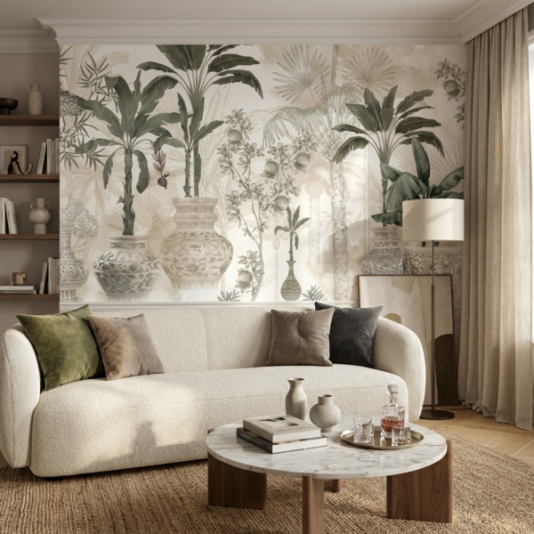 Soft Renkler Blue Blanc Saksılar Duvar Kağıdı