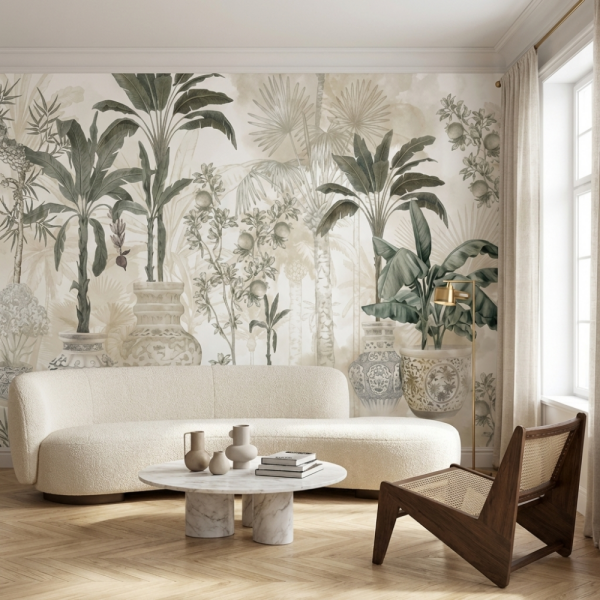Soft Renkler Blue Blanc Saksılar Duvar Kağıdı