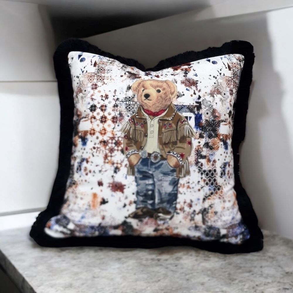 Süet Kahve Ceketli Bay Teddy Yastık