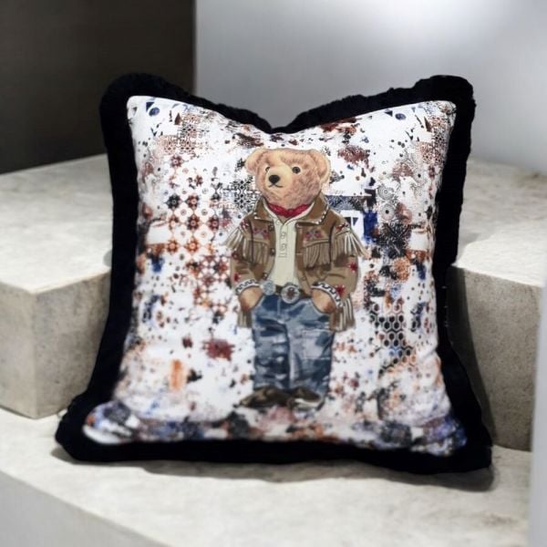 Süet Kahve Ceketli Bay Teddy Yastık