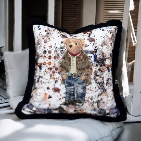 Süet Kahve Ceketli Bay Teddy Yastık