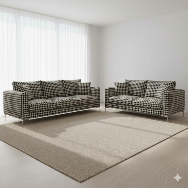 Kazayağı Desenli Ve Düz Kombinli Döşemelik Kumaş