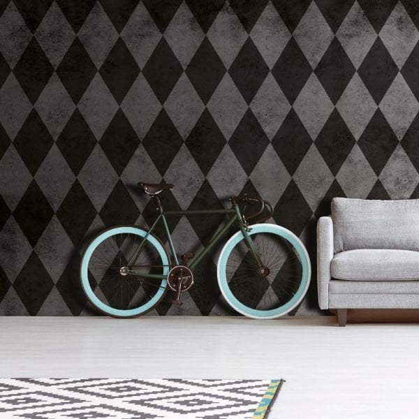 Siyah Antrasit Baklava Desen Duvar Kağıdı