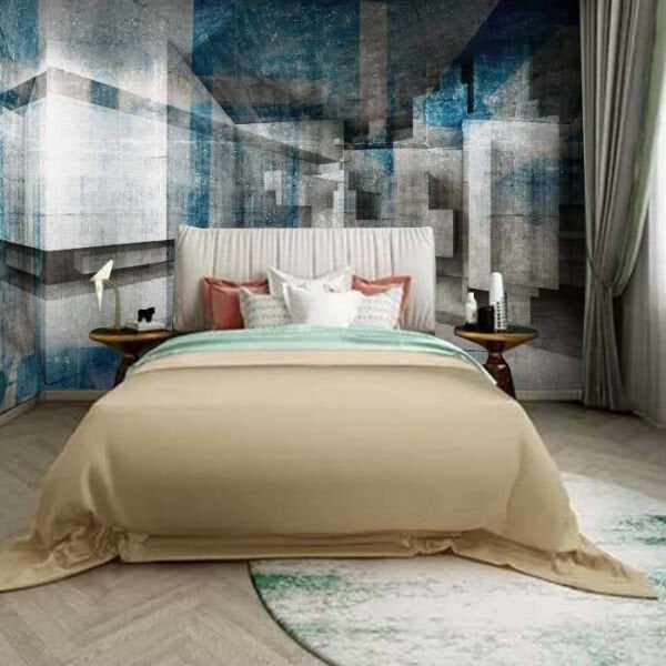 Boyutlu Duvarlar Mavi Lacivert Antrasit Duvar Kağıdı