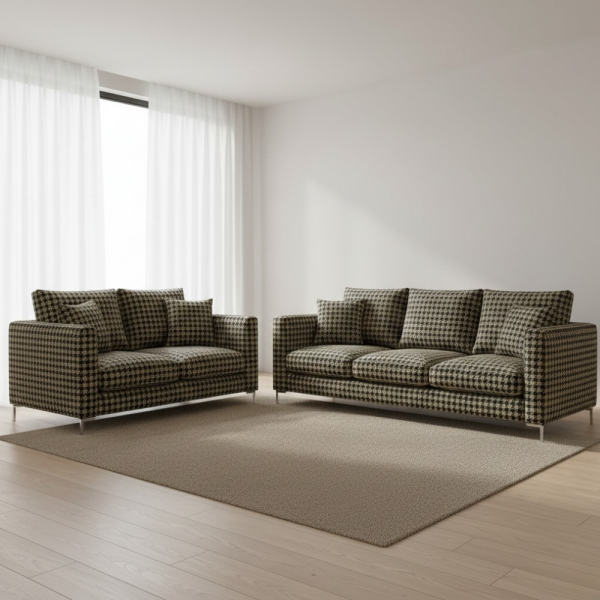 Kazayağı Desenli Ve Düz Kombinli Döşemelik Kumaş