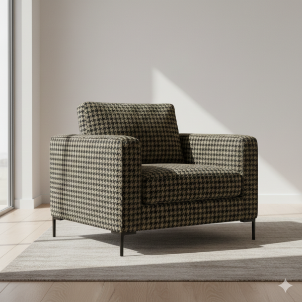 Kazayağı Desenli Ve Düz Kombinli Döşemelik Kumaş