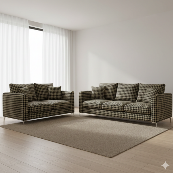 Kazayağı Desenli Ve Düz Kombinli Döşemelik Kumaş