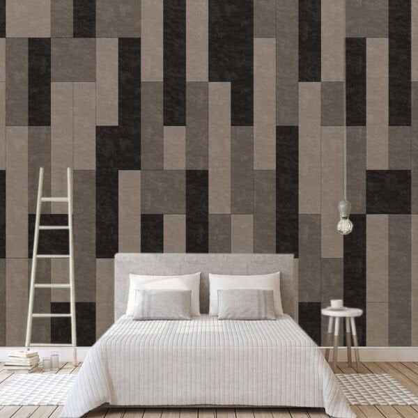 Bej Gri Dikey Çizimli Tasarım Duvar Kağıdı