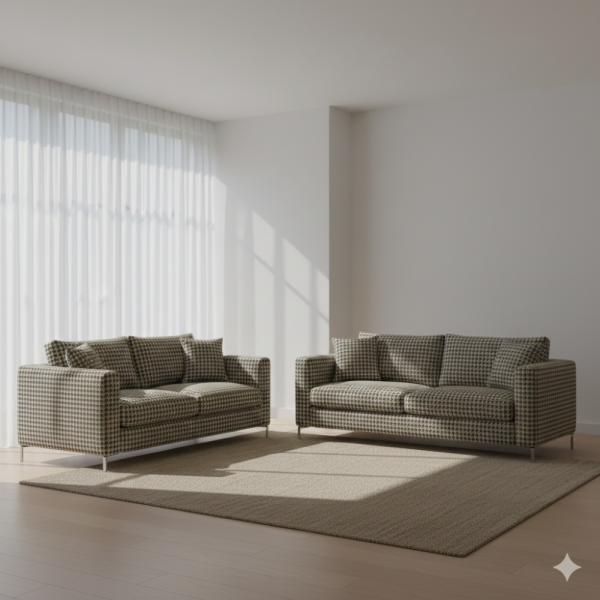 Kazayağı Desenli Ve Düz Kombinli Döşemelik Kumaş