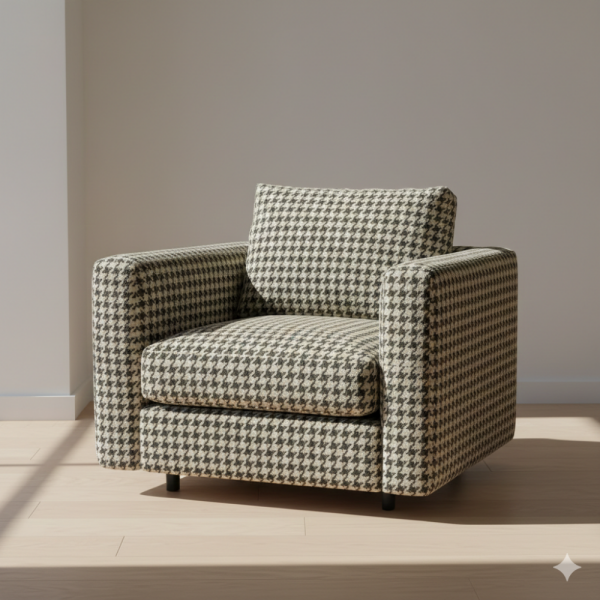 Kazayağı Desenli Ve Düz Kombinli Döşemelik Kumaş