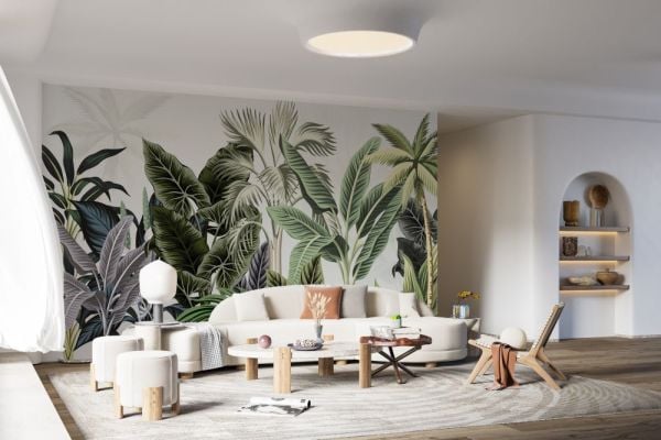 Büyük Tasarım Tropik Yapraklar Duvar Kağıdı